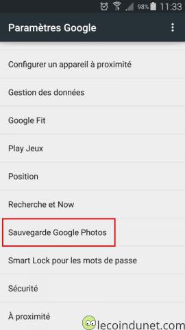 Android - paramètre google - Sauvegarde photos Android - paramètre google - Sauvegarde photos