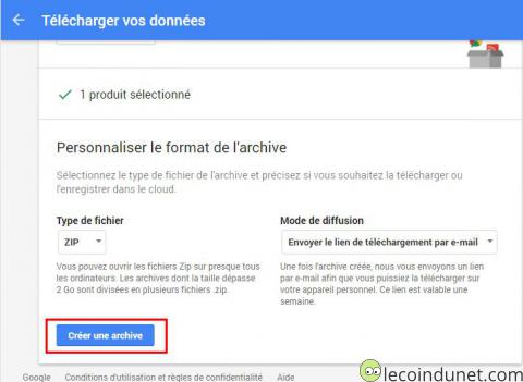 Google takeout - Créer archive Google takeout - Créer archive