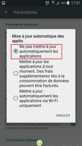 Google Play - Désactiver mises à jour Google Play - Désactiver mises à jour