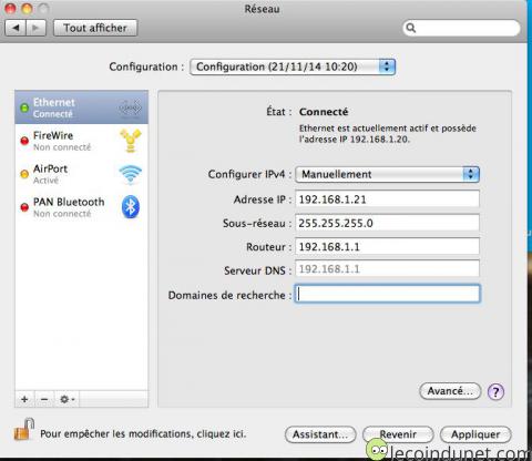 Mac OS - Réseau Mac OS - Réseau
