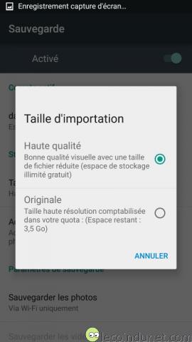 Android - Sauvegarde photos - Taille importation Android - Sauvegarde photos - Taille importation