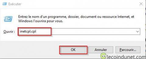 Windows - Executer inetcpl.cpl Windows - Executer inetcpl.cpl