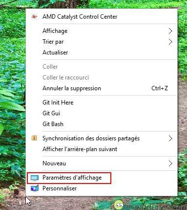 Windows 10 - Menu Paramètres d'affichage Windows 10 - Menu Paramètres d'affichage