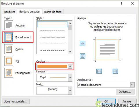 Word - Bordure et trame Word - Bordure et trame