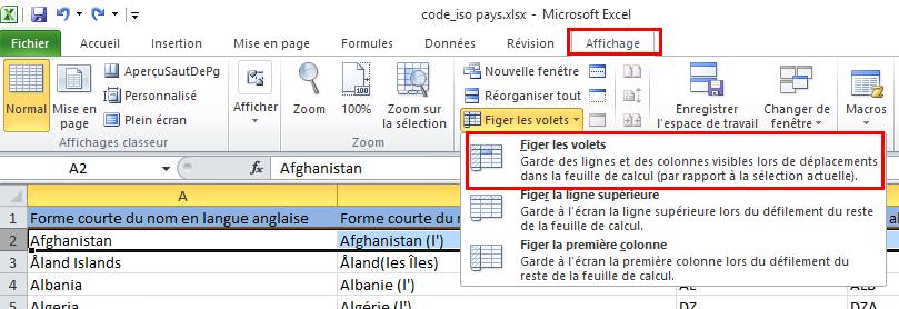 comment figer un tableau dans excel