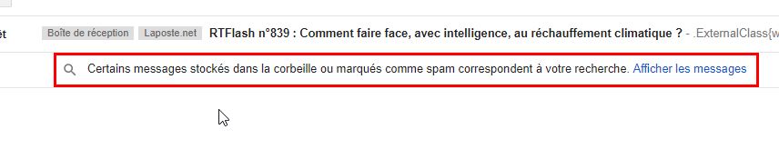 Gmail - afficher tous les mails supprimés et spams