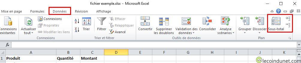 Excel - Bouton sous-total Excel - Bouton sous-total