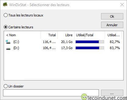 WinDirStat - Sélectionner des lecteurs WinDirStat - Sélectionner des lecteurs