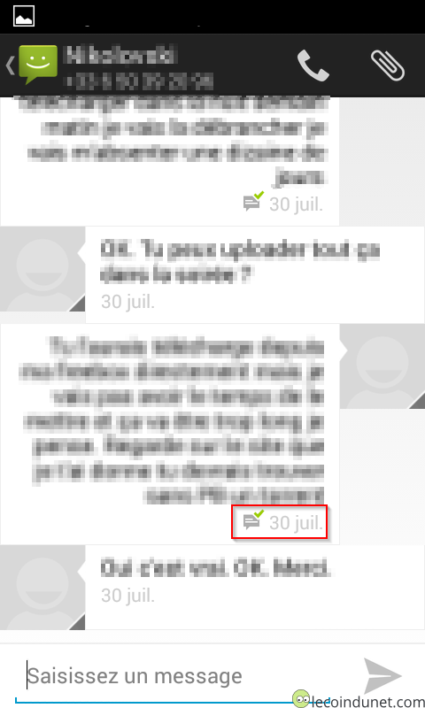Accusé de réception sms xperia xa1
