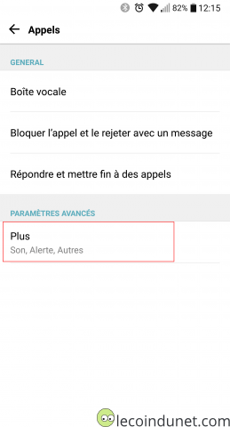 Android - menu Appels - Paramètres avancés Android - menu Appels - Paramètres avancés
