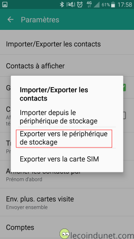 Android - Exporter les contacts sur la mémoire ou carte SD du téléphone Android - Exporter les contacts sur la mémoire ou carte SD du téléphone
