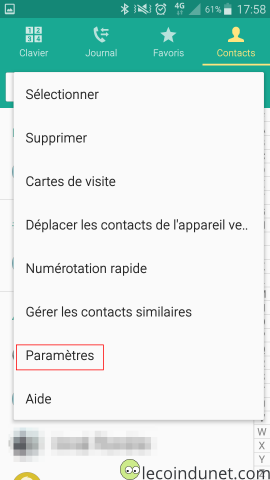 Android - Paramètres des contacts Android - Paramètres des contacts