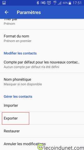 Android Google Contact - Exporter des contacts Android Google Contact - Exporter des contacts
