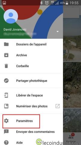 Google photos - Option Paramètres Google photos - Option Paramètres