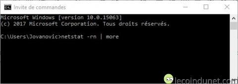 Invite de commande - netstat -rm Invite de commande - netstat -rm