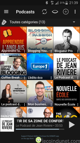 Application Podcast Addict sur Android Application Podcast Addict sur Android