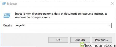 Windows 10 - Exécuter regedit Windows 10 - Exécuter regedit