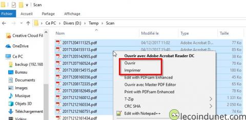 Windows 10 - menu contextuel ouvrir imprimer Windows 10 - menu contextuel ouvrir imprimer