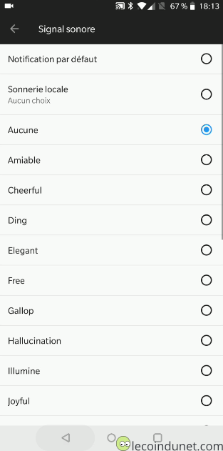 Choix du son de notification - Liste de sonneries Choix du son de notification - Liste de sonneries