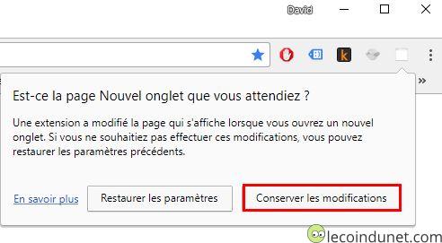 Chrome - Conserver les modifications Chrome - Conserver les modifications