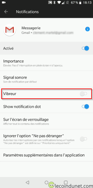 Gestion des notifications - Vibreur Gestion des notifications - Vibreur