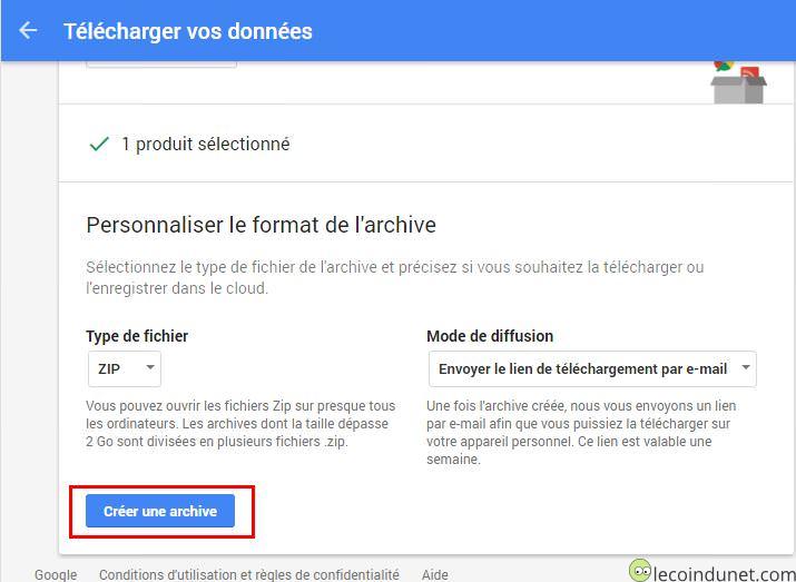 Google takeout - Créer archive Google takeout - Créer archive