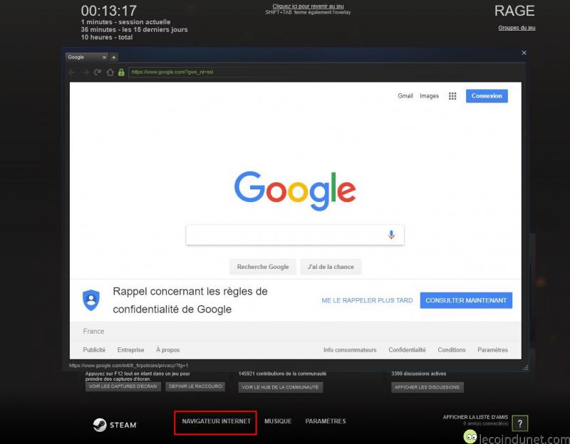 Steam - Accès à un navigateur via communauté Steam - Accès à un navigateur via communauté