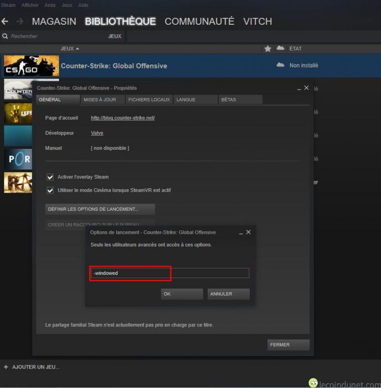 Steam - Mode windowed Steam - Mode windowed