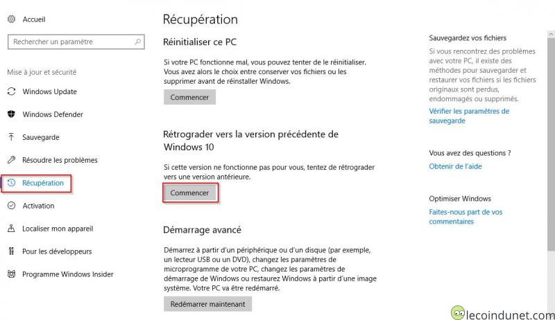 Windows 10 - Annuler et désinstaller mise à jour Windows 10 - Annuler et désinstaller mise à jour