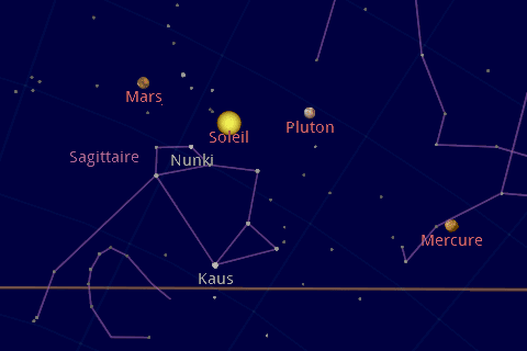 vue soleil planetes google sky map Android