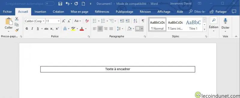 Word - Encadrer texte sur paragraphe