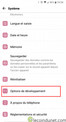 Android - Options de développement