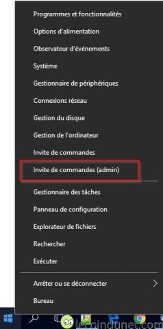 Windows 10 - Invite de commande (admin)