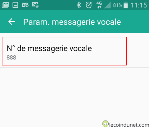 Android - Număr de mesagerie vocală