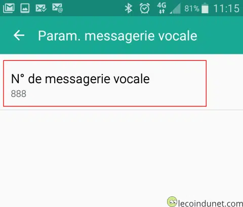 Android - Numéro de messagerie vocale