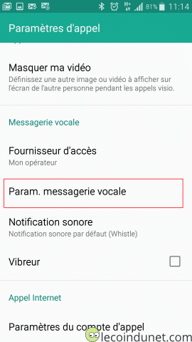 Android - Setări de mesagerie vocală