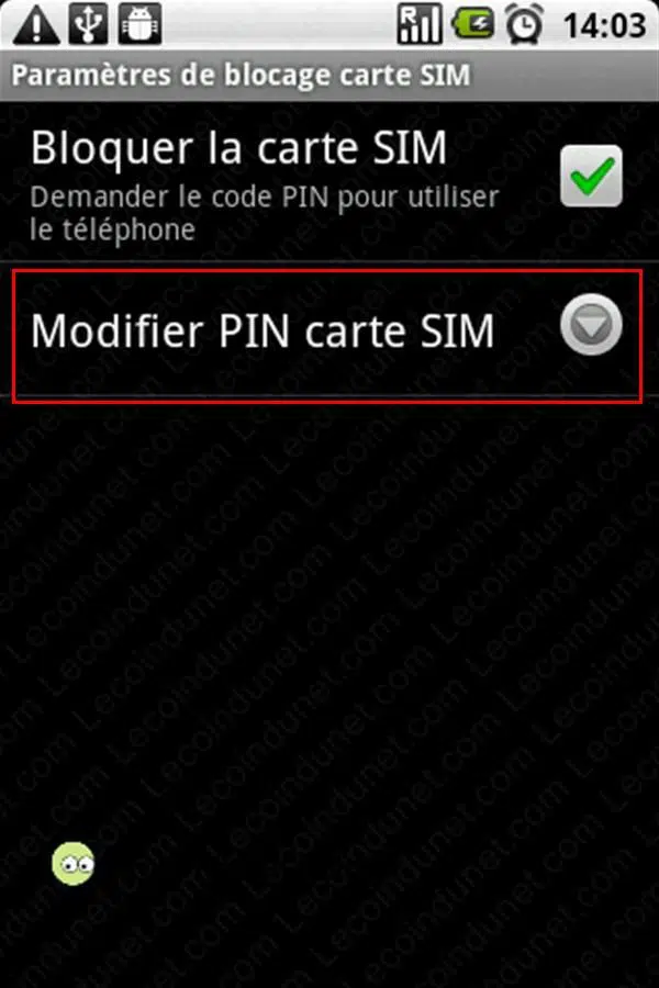 Modiifer PIN carte SIM