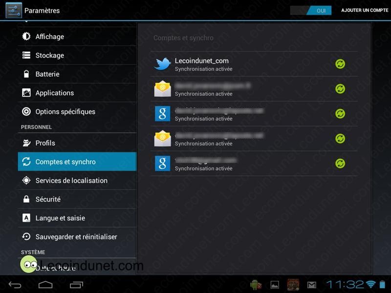 Comptes et synchro
