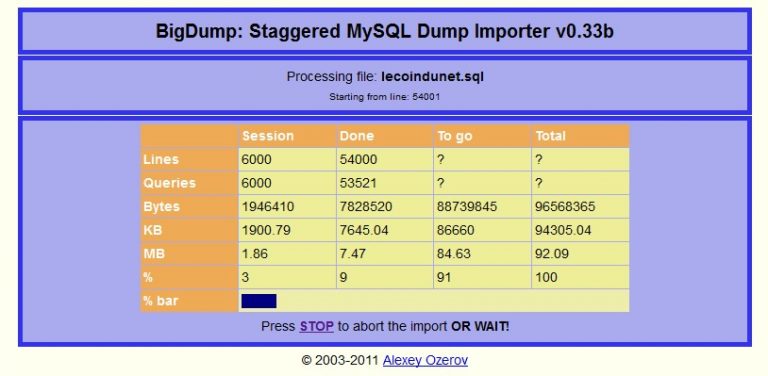 Importer un gros fichier SQL