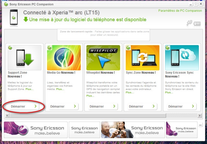 mise à jour dispo Xperia