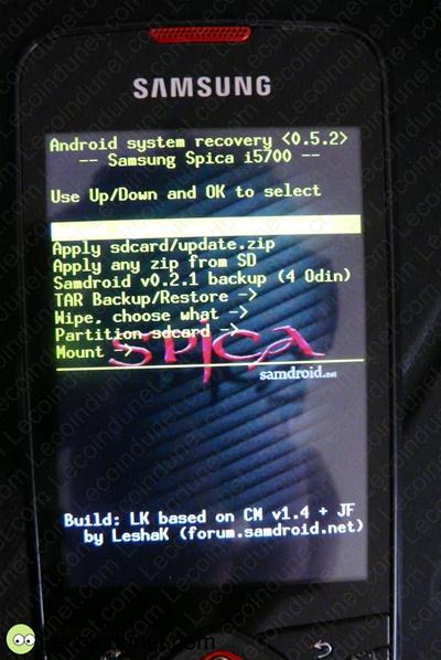 Flash et root du Galaxy Spica I5700 firmware LK2.08