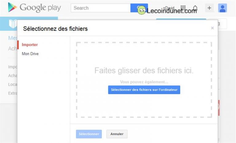 Importer des ePub et PDF dans Google Play Livres