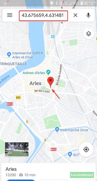 Afficher les coordonnées GPS lieu sur Google Maps - Lecoindunet