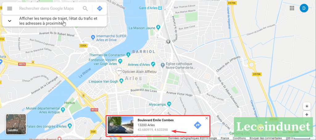Afficher les coordonnées GPS lieu sur Google Maps - Lecoindunet