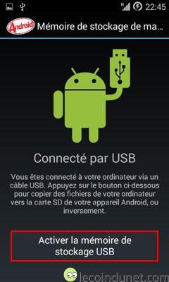 Android - Activer mémoire sotckage USB