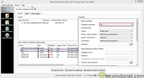 MKVToolNix - Multiplexer pistes et sous titres