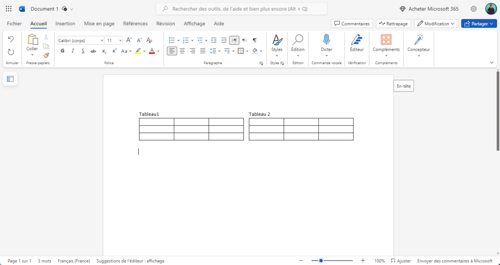 Comment mettre deux tableaux côte à côte sur Word ? - Lecoindunet