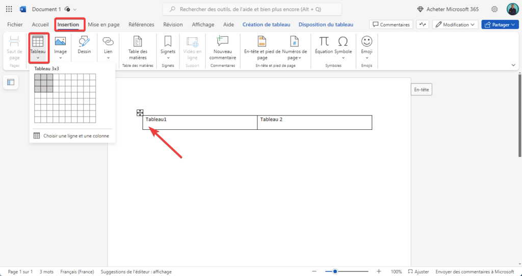 Comment mettre deux tableaux côte à côte sur Word ?