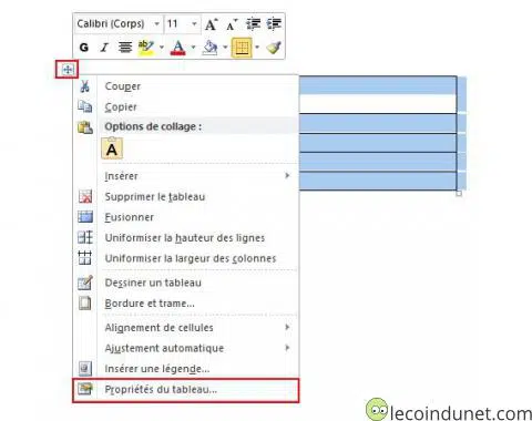 Microsoft Word - Propriété du tableau