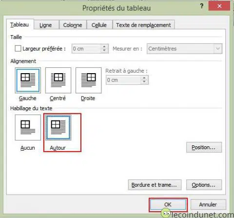 Microsoft Word - Habillage du texte tableau